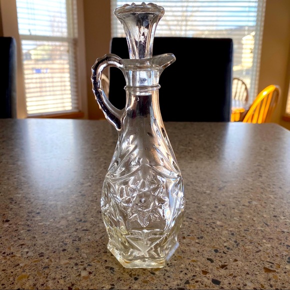 Vintage etched glass decanter with stopper